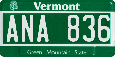 VT license plate ANA836