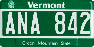 VT license plate ANA842
