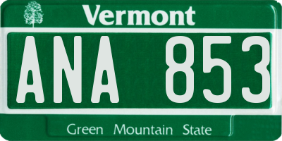 VT license plate ANA853