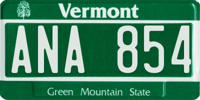 VT license plate ANA854