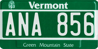 VT license plate ANA856
