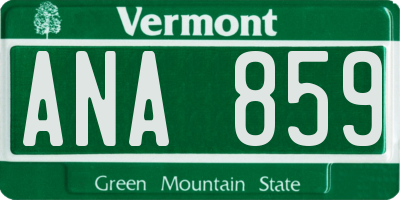 VT license plate ANA859