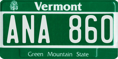 VT license plate ANA860
