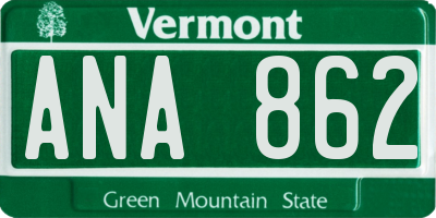 VT license plate ANA862