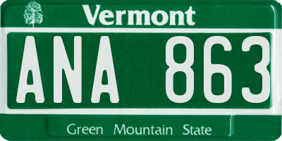 VT license plate ANA863