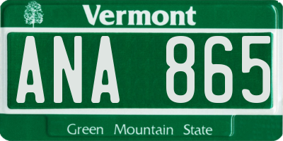VT license plate ANA865