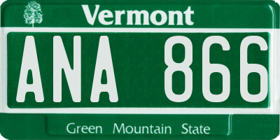 VT license plate ANA866