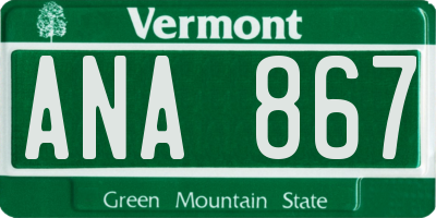 VT license plate ANA867