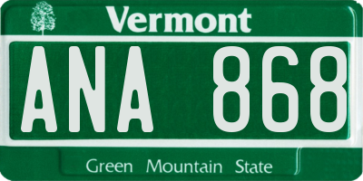 VT license plate ANA868