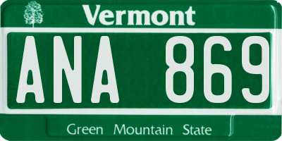 VT license plate ANA869