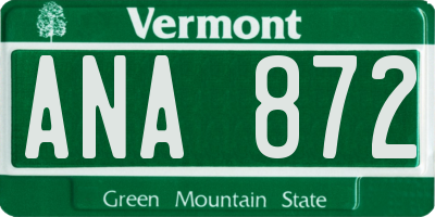 VT license plate ANA872