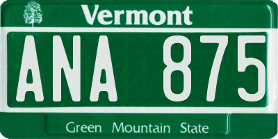 VT license plate ANA875