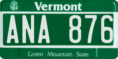 VT license plate ANA876