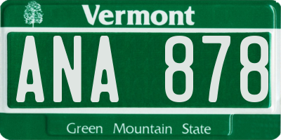 VT license plate ANA878