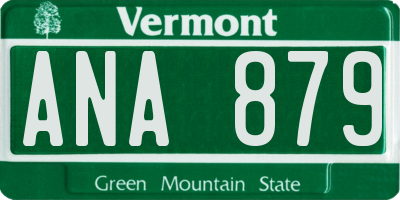 VT license plate ANA879