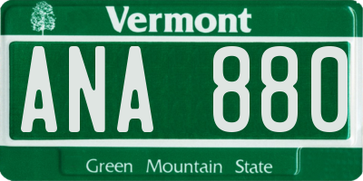 VT license plate ANA880