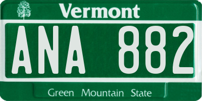 VT license plate ANA882
