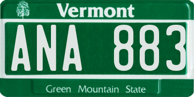 VT license plate ANA883