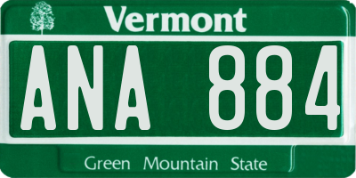 VT license plate ANA884