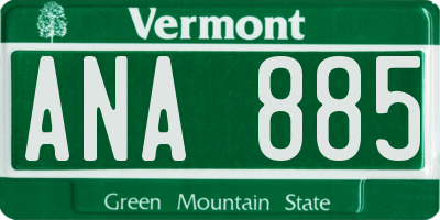 VT license plate ANA885