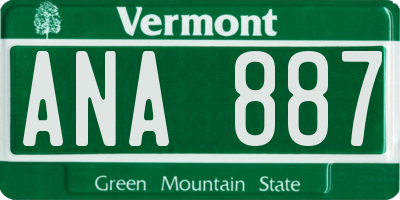 VT license plate ANA887