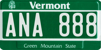VT license plate ANA888