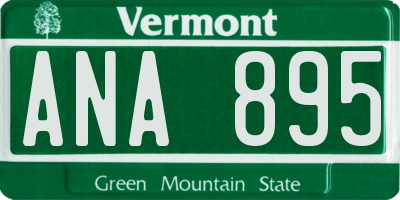 VT license plate ANA895
