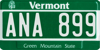 VT license plate ANA899