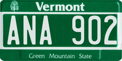 VT license plate ANA902