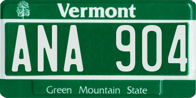 VT license plate ANA904