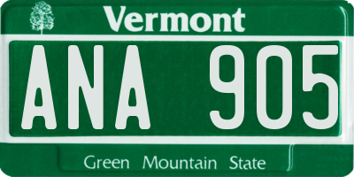 VT license plate ANA905