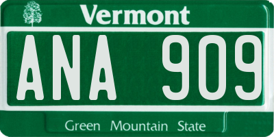 VT license plate ANA909