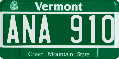 VT license plate ANA910