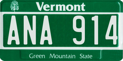 VT license plate ANA914