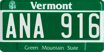 VT license plate ANA916