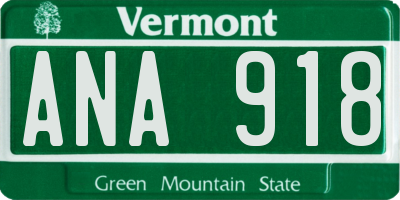 VT license plate ANA918