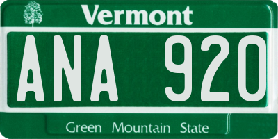 VT license plate ANA920
