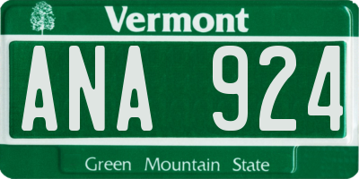 VT license plate ANA924