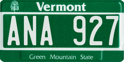 VT license plate ANA927