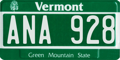 VT license plate ANA928