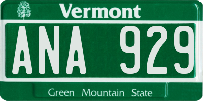 VT license plate ANA929