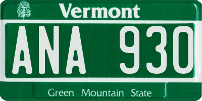 VT license plate ANA930