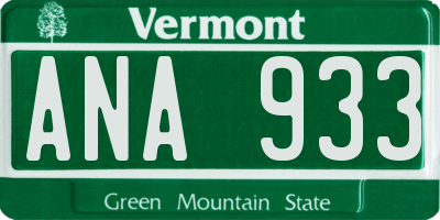 VT license plate ANA933