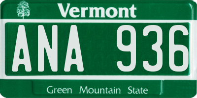 VT license plate ANA936