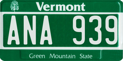 VT license plate ANA939