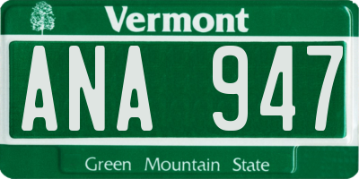 VT license plate ANA947
