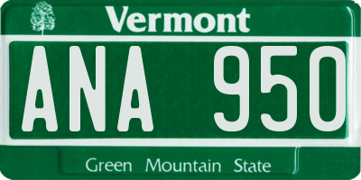 VT license plate ANA950