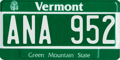 VT license plate ANA952