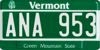 VT license plate ANA953