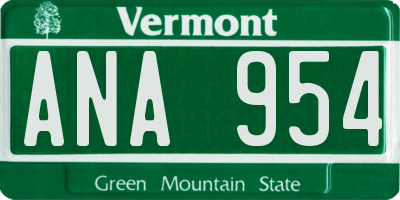 VT license plate ANA954